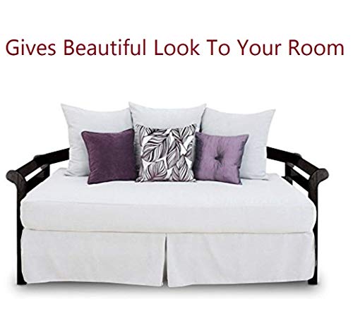 Pleated Bed Skirt with Split Corners for Daybeds - Three Side Coverage - Made with Brushed Microfiber, (Twin Size, White Solid)/12 Inch Drop