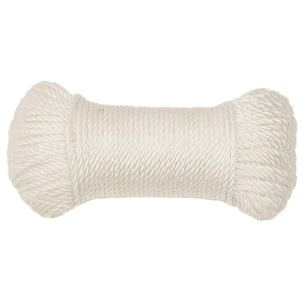 Corda da lavoro intrecciata bianca in polipropilene, spessa 8 mm e lunga 50 m, resistente ai raggi UV e alle intemperie, per legare nodi, per giardino, costruzione, officina