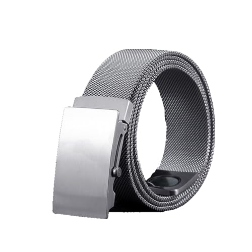 Mens Metal Belt, 304 Stainless Steel Braided Belt with Engraved Pattern Roller Buckle Magnetic Leather Belts