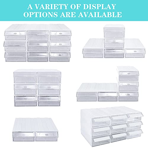 12 Drawer Stacking Storage Cabinet, Plastic Stacking Drawer With 24 Clear Dividers&12 Tag Cards Multi Compartment Organizer Storage Container For Jewelry, Craft Diy, Bead, Small Items(12, White) #TOP4