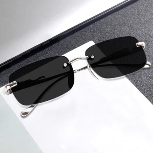 Image of IFLASH UV Protected Retro Rectangular Rimless Sunglasses for Men and Women