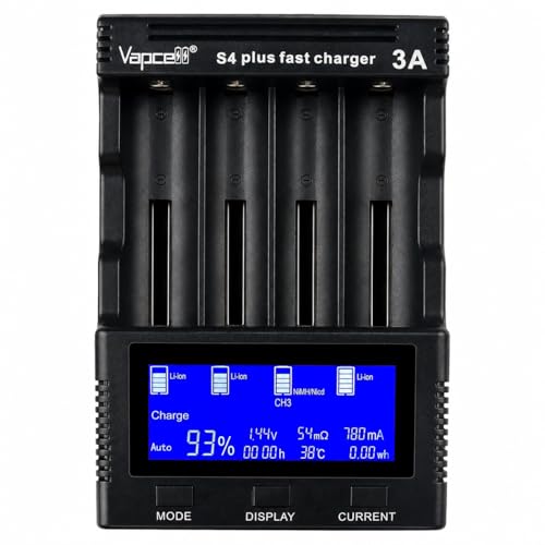 Battery Charger, Universal 4 Bay Intelligent Quick Charger with LCD Display, Independent Slot for Recharging Batteries (Version 3.0)