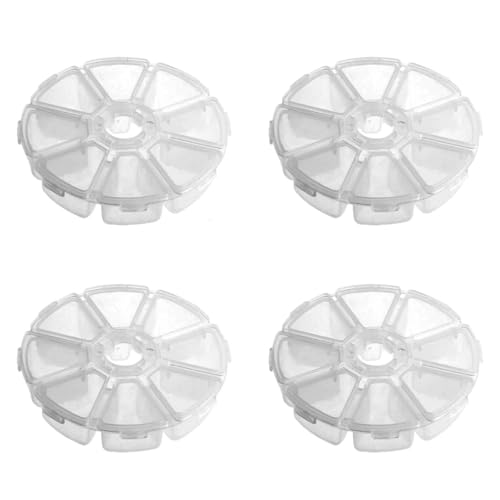 Image of 4 Pcs 8 Grids Plastic Storage Organizers Round Clear Bead Organizer Nail Art DIY Crafts Storage Container