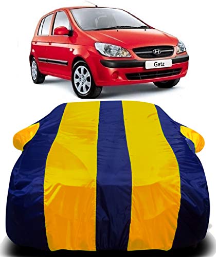 Image of Waterproof Car Cover with Ultra Surface Body Protection (Yellow Stripes) (Hyundai Getz)