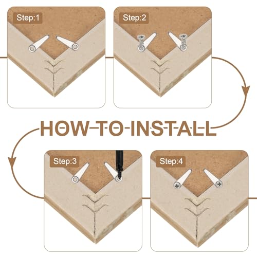 Image of uxcell 200pcs Picture Frame Backing Clips, 0.83 inch Photo Frame Turn Buttons Fasteners Hardware Corner Clip with 200pcs Screw for Hanging Pictures Craft Drawings, Pointer Shaped Silver