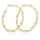 aros de oro mujer Hecho de oro-base chapada Yazilind elegante Vogue 14K chapado en oro trenzado Extra Grande Omega Volver Pendientes de aro de 40 mm de diámetro