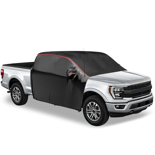 Image of MZS Cab Cover Compatible with F150 F250 Super Crew 2015-2026, 600D Waterproof Truck Half Cover with Driver Door Zipper Antenna Hole, All Weather Rain Snow UV Protection Car Cab Covers