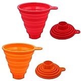 Silicone Collapsible Funnel for Jars, 2 Pack Large Travel Kitchen Folding Funnels for Wide Mouth...