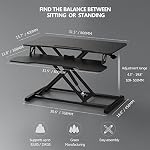 FITUEYES Height Adjustable Standing Desk 32” Wide Sit to Stand Converter Stand Up Desk Tabletop Workstation for Dual Monitor Riser FSD308001WB - Image 3