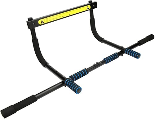 Barra de dominadas ajustable de 33.5 in para marco de puerta, 220.5 lbs, sin tornillos, robusta con espuma para entrenamiento, fitness, equipo de