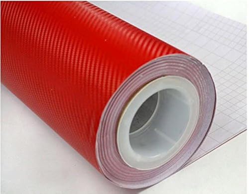 F & B LED LIGHTS Red 3D Carbon Fiber Film Twill Weave Vinyl Sheet Roll Wrap (12