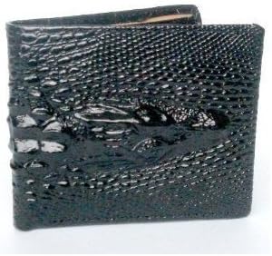 BEAUTIFUL CROCODILE PATTERN LEATHER BIFOLD MENS WALLET/Black