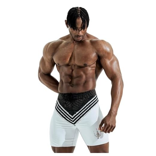 FIED IFBB 15inch Mensphysique Board-Shorts Posing Trunks Competition (White Edge) (US, Numeric, 30, Regular, Regular, Edge Black)