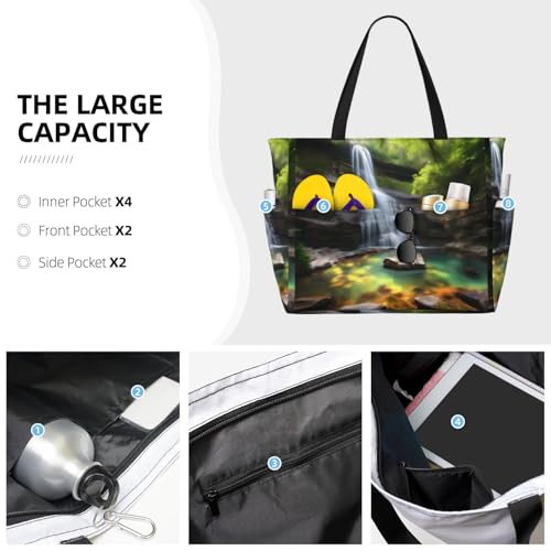 Waterfall Views Large Capacity Waterproof Sandproof Multifunctional Beach Travel Camping Picnic Storage Bag3