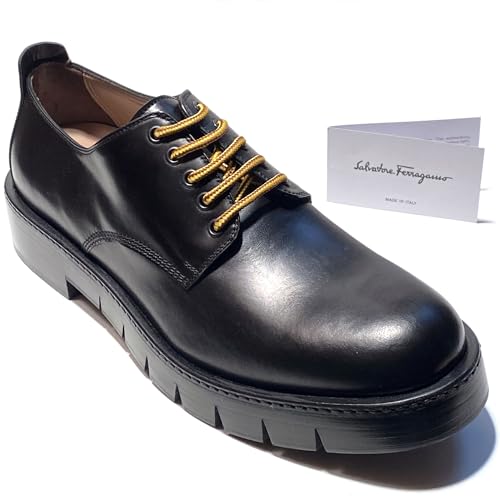 Rudy Plain Toe Chunky Derby Black Leather Welted Lace-Up Formal Shoes (Salvatore4