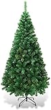 Goplus 5ft Artificial Christmas Tree Xmas Pine Tree with Solid Metal Legs Perfect for Indoor and Outdoor Holiday Decoration, Green