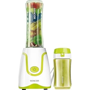 Sencor Ultrakrachtige smoothie-blender, 500 W, 2 Tritan-flessen, 0,6 l en 0,3 l, BPA-vrij, titanium messen, duurzaam, anti-oxidatie, de krachtigste mini-blender, ideale smoothie, soep en meer, groen