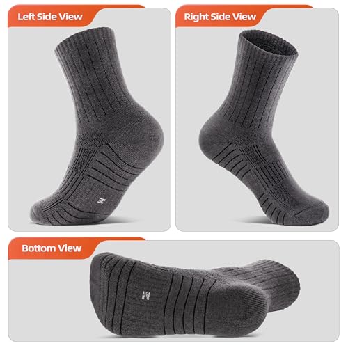 RUNCL Men's Hiking Socks, Merino Wool Cushion Socks, Moisture & Wicking Crew Socks for Outdoor Sports, Xmas Gifts (3 Pairs)3