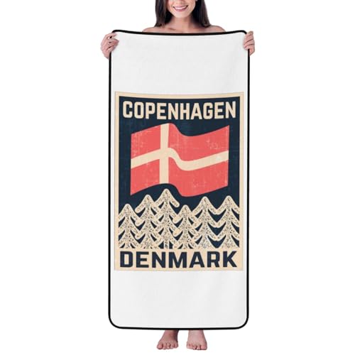 AHUNARLOP Danish Flag Copenhagen Bath Towel Microfiber White