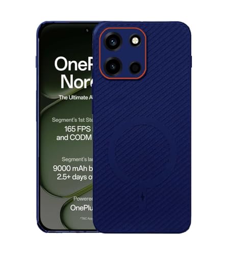 Image of ArmourPro Back Cover for OnePlus Nord 6 - Magsafe Look Case, Carbon Fiber Design, Flexible, Soft Micro-Fibre Lining Inside | Grey