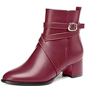 WAYDERNS Women's Buckle Block Ankle Strap Cold Weather Matte Round Toe Dating Adjustable Strap Ch...