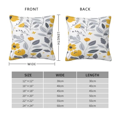 Housse coussin 50x50 cm lot de 2 jaune fleurs déco canapé salon