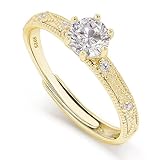 Meissa Matching Couple Rings Set for Women & Men, Adjustable Wedding Bands, 925 Sterling Silver Engagement Promise Rings, Anniversary Valenyine's Day Jewellery Gift for Her (Women's Ring（Gold）)