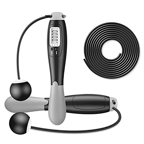 Waremew Weighted Cordless Jump Rope for Fitness[Suitable for Different Ages and Levels] Digital Ropeless Jump Rope for Fitness Exercise with Weighted Handles, High Speed Rope Skipping for Narrow Space