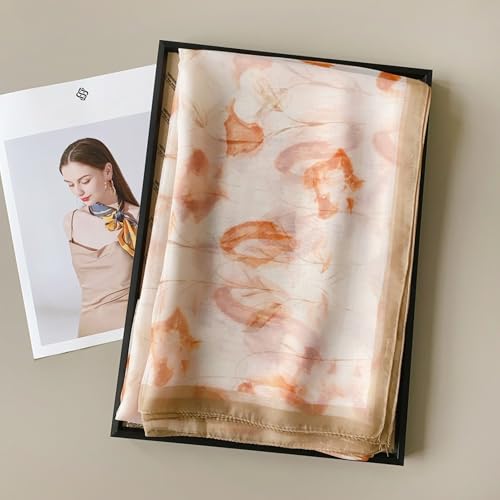 Image of Scarf Stole for Women - 185 x 135 cm Chiffon Scarf with Floral Print | Lightweight Scarf, Soft Stole for Women | Satin Feel Neck Scarf | Women Accessory
