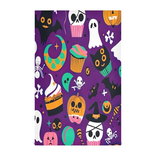 Qilmy Funny Ghosts and Pumpkins Kitchen Dish Towel Set,6Pcs Drying Kitchen Towels Tea Towels Gift Set for Drying Cleaning Cooking Baking2060