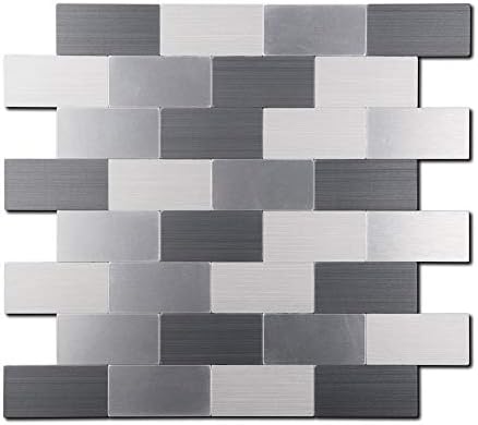 Backsplash Tile for Kitchen Peel and Stick Metal Backsplash Stainless Steel Tile Sticker Stickon Hexagon Backsplash for Kitchen Bathroom in Stainless 5 Sheets