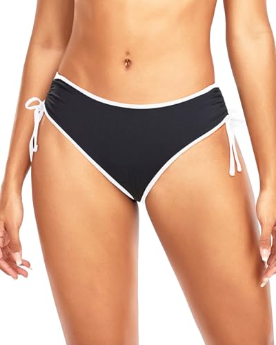 Image of Daci Women Mid Waist Bikini Bottoms - Full Coverage Swim Bathing Suit Bottom Side Tied Swimsuit Bottoms