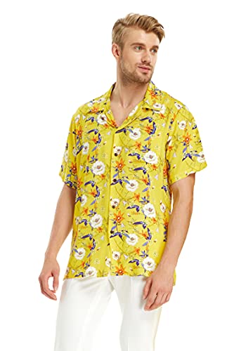 Hawaii Hangover Men's Hawaiian Shirt Aloha Shirt XL Garden Poppy Yellow