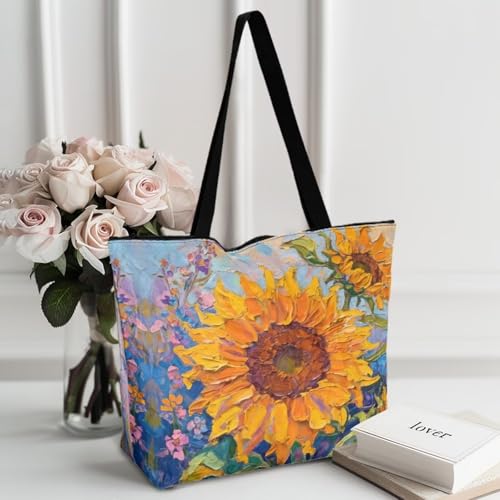Image of Art Lover Zippered Tote Bag Waterproof Large Work Tote Bags, Artwork Women's Purse Handbags Travel Totes