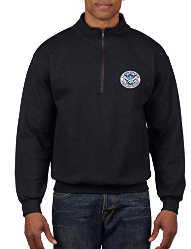 ALLNTRENDS Adult Zip Collar Sweatshirt US Homeland Security Embroidered Top (L, Black)