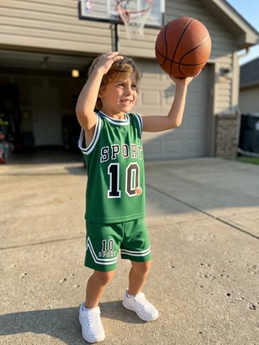 Image of Volunboy Kids Sports Shorts Sets Boys Jerseys Tracksuit 2 Piece Basketball Performance Tank Top and Mesh Shorts Set