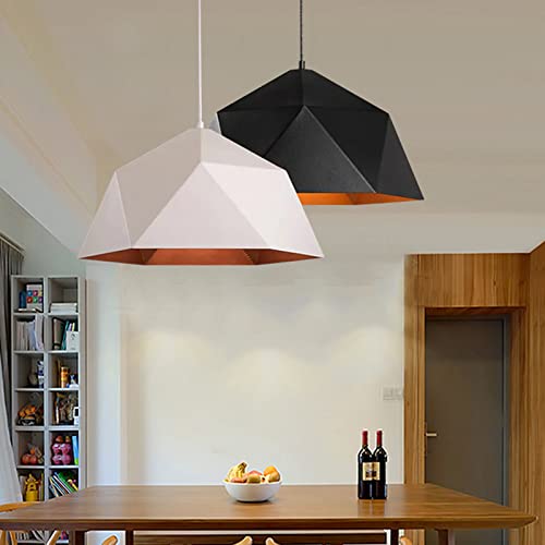 Lustre moderne en polyèdre noir et métal au design géométrique