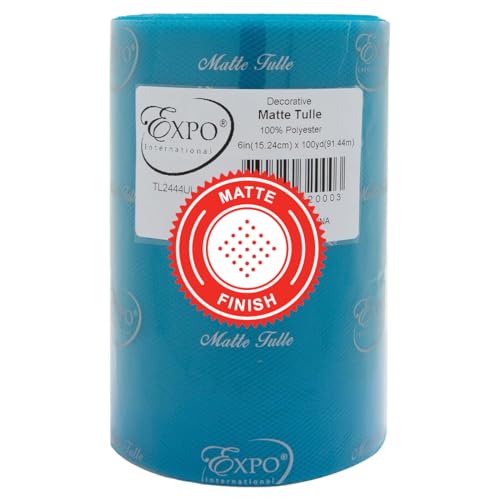 Expo International Decorative Matte Tulle, Roll/Spool of 6” X 100 Yards, Lightweight Polyester Tulle Fabric for Tutus, Costumes, and Party Decorations, Washable, Easy-to-Use, Ultra Marine