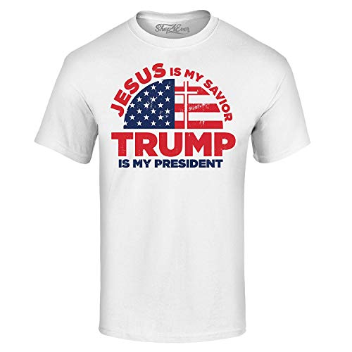 T-shirt Jesus is My Savior Trump is My President Blanc XX-Large pour homme
