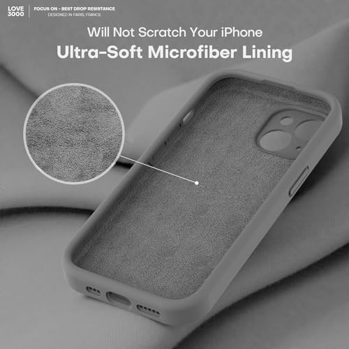Image of LOVE 3000 Compatible with iPhone 15 Case, [Smooth Silicone Full Coverage Camera] [8ft Drop Protection], Soft Microfiber Lining Full Body Protective Case for iPhone 15 6.1 inch - Dark Grey
