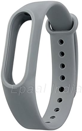 Epaal® Replacement Wristband Strap Compatible with Mi Band 2 and Mi Band HRX Edition with Adjustable Buckle (Gray), Silicone, Black, Free Size