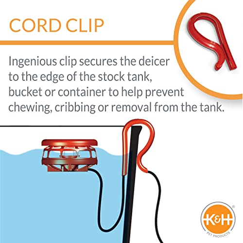 K&H Pet Products Stock Tank & Pond Heater, Ultimate Stock Tank Deicer w/ Cord Clip, Water Trough Heater for Horses, Cattle and Livestock, Full Cage, Floating, Submersible, Safety Listed - Red 500W