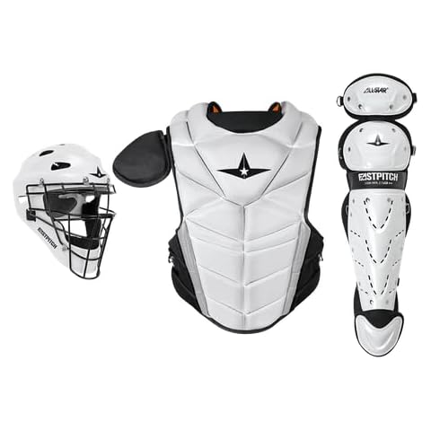 All-Star Fastpitch Advanced Series White/Black Medium Catcher's Kit - Superior Protection and Performance for Elite Catchers. Comes with Free Paige Halstead Training Video Cover