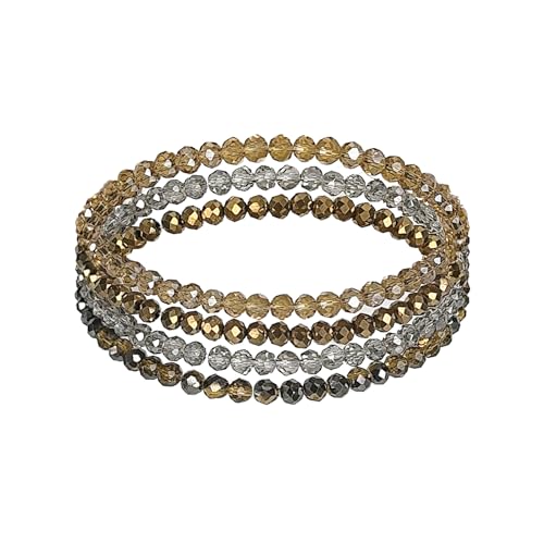 GUSXPPD Damen Kristall Perlen Armband, Mehrschichtiges Steine Armband, Boho Modeschmuck Armbänder Damen, Mehrschichtige Kristall Stein Perlen Armbänder für Frauen Mädchen (Bunt 4)