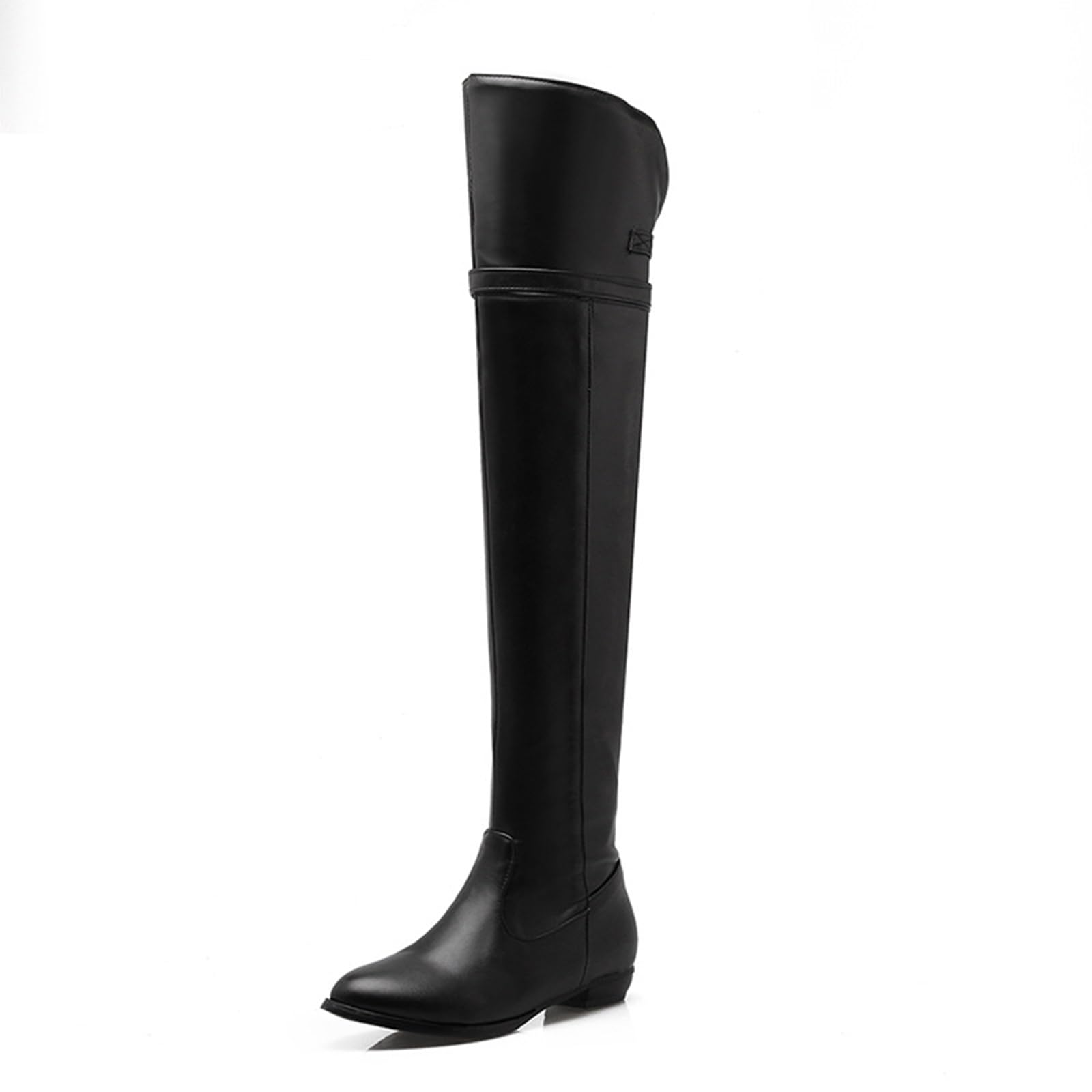 Punta Rotonda Cavaliere Stivali Scarpe Piatte Lungo Singolo Stivali Lato Cerniera Stivali delle Donne