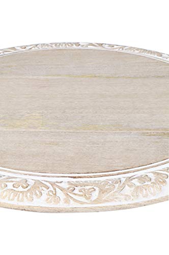 Marokkanischer Tisch Beistelltisch aus Holz Ashkar Weiss ø 45cm groß rund | Orientalischer runder Hocker Blumenhocker… – Bild 6
