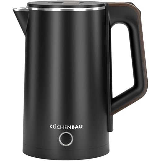 KUCHENBAU Electric Kettle 1.8 Litre, Rapid Boil Technology With Auto Cut Off | Triple Protection-Dry Boil, Steam&Over Heat | Premium Stainless Steel Inner Body | 1 Year Warranty, (Black,1500 Watt)
