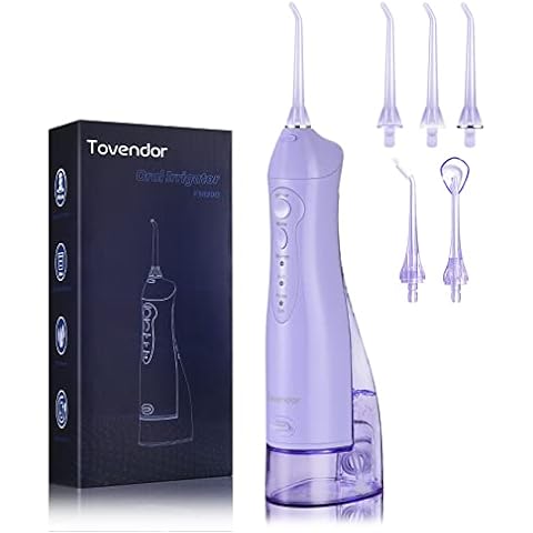 TOVENDOR Electric Water Flosser, Rechargeable Dental Oral Irrigator - 3 Modes, 5 Tips for Teeth, Gums, Braces, Dental Care, Family Oral Health (300ML, IPX7Waterproof Waterflosser) Cover