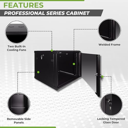 Image of Navepoint 9U Deluxe IT Wallmount Cabinet Enclosure 19-Inch Server Network Rack with Locking Glass Door 24-Inches Deep Black