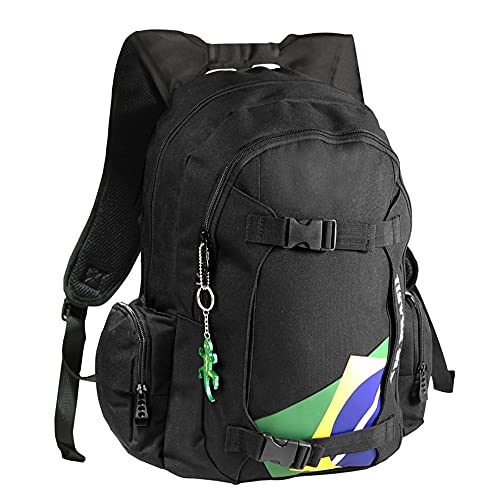Mochila 2 Divisões com Bolso Frontal - Estampada PRETO